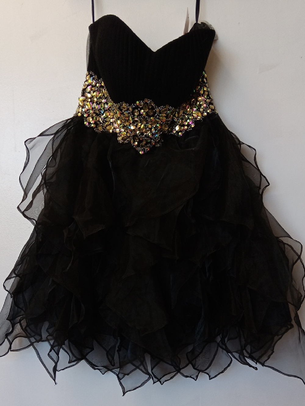 Vintage L.A. Merchandises Black Embellished Ruffle Party Dress